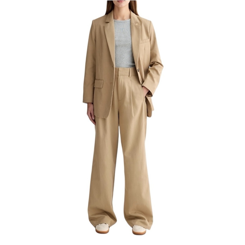 Everlane The Draper Pleated Pant in Buttersmooth Tan. Size 6S #1639